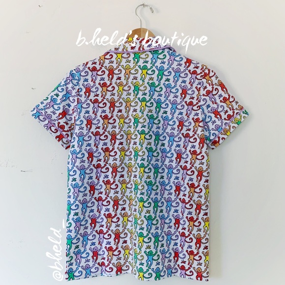 Roller Rabbit Disco Monkey Polo Pajamas in Rainbow Size Small S Brand New NWT - Picture 8 of 16